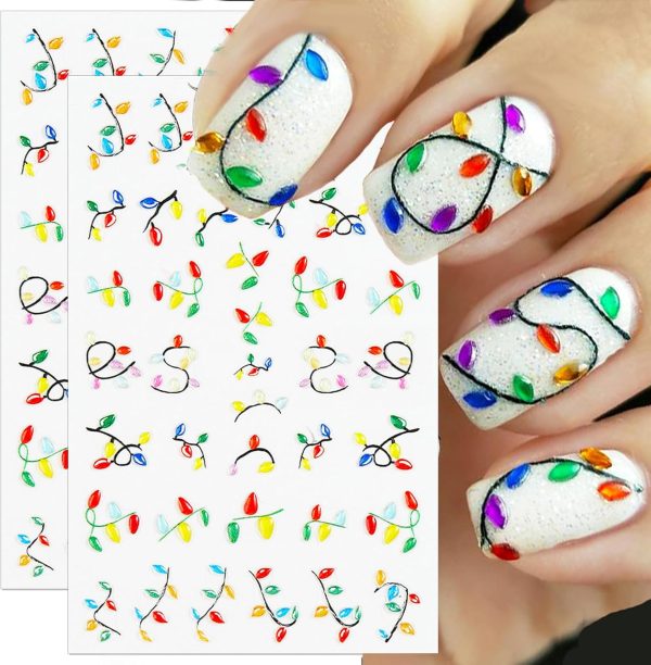 Embossed Christmas Light String Nail Stickers IDDFEVE-0