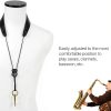 Black Padded Leather Saxophone Strap for Musicians-5