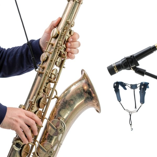 Saxophone Strap by Pavo, Leather, Adjustable, Unisex-6