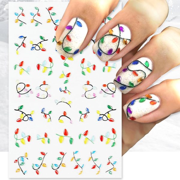 Embossed Christmas Light String Nail Stickers IDDFEVE-1