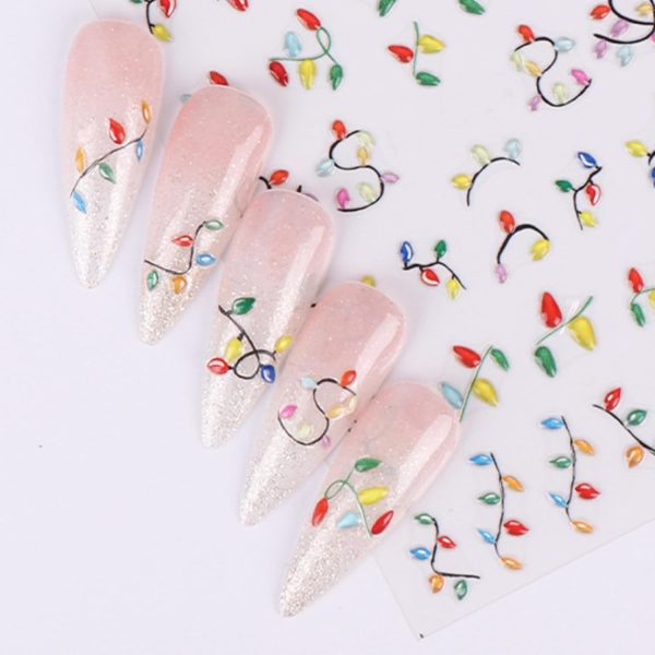 Embossed Christmas Light String Nail Stickers IDDFEVE-5