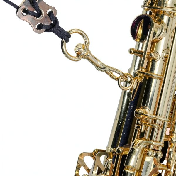 Black Padded Leather Saxophone Strap for Musicians-2