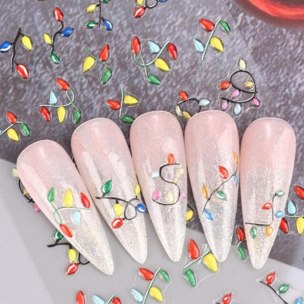 Embossed Christmas Light String Nail Stickers IDDFEVE-2