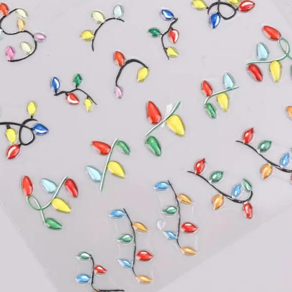 Embossed Christmas Light String Nail Stickers IDDFEVE-3