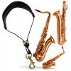 Black Padded Leather Saxophone Strap for Musicians-8