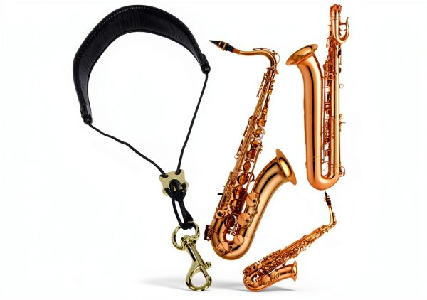 Black Padded Leather Saxophone Strap for Musicians-8