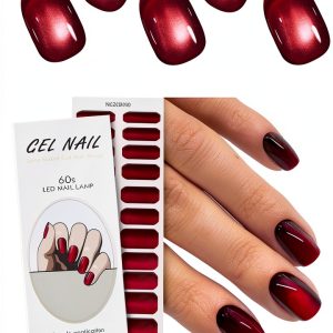 Cat Eyes Red Gel Nail Stickers by jmeowio Nail Art-0