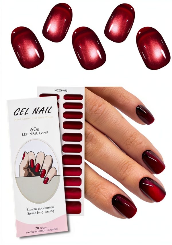 Cat Eyes Red Gel Nail Stickers by jmeowio Nail Art-0