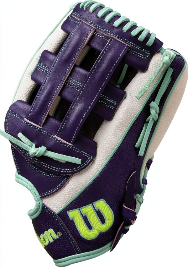 Wilson A2000 Outfield Glove 12.25" Left Hand White/Purple/Seafoam-6