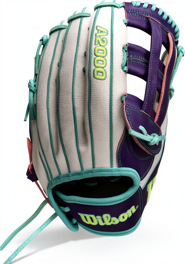 Wilson A2000 Outfield Glove 12.25" Left Hand White/Purple/Seafoam-4