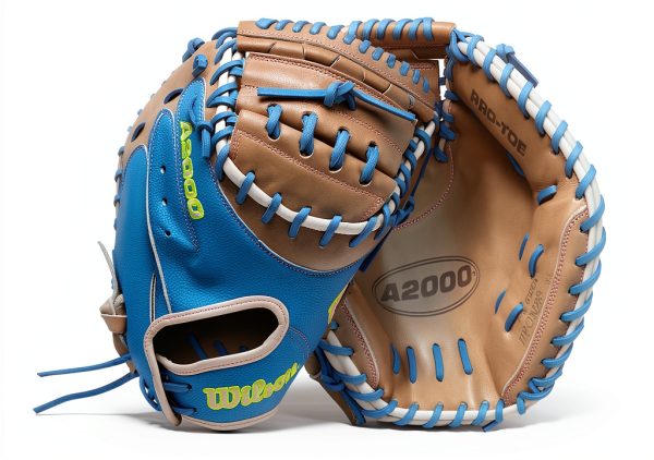 Wilson Fastpitch Softball Catcher's Mitt 34" Sky Blue Grey Lavender-0