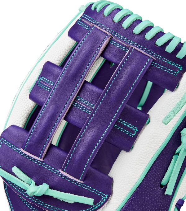 Wilson A2000 Outfield Glove 12.25" Left Hand White/Purple/Seafoam-8