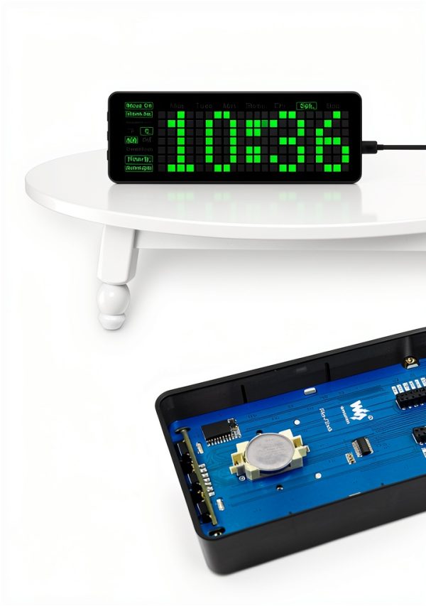 Waveshare Rectangle Clock for Raspberry Pi Pico Green 190mm LED DS3231-5